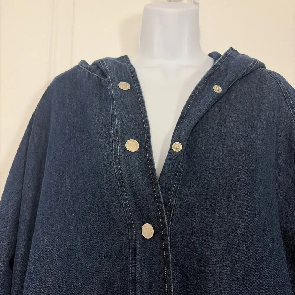 Vtg Denim& Co . Denim Chore Hooded Jacket Size 1x